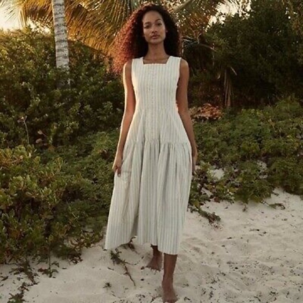 Doen Rem Striped Chambray Midi Dress